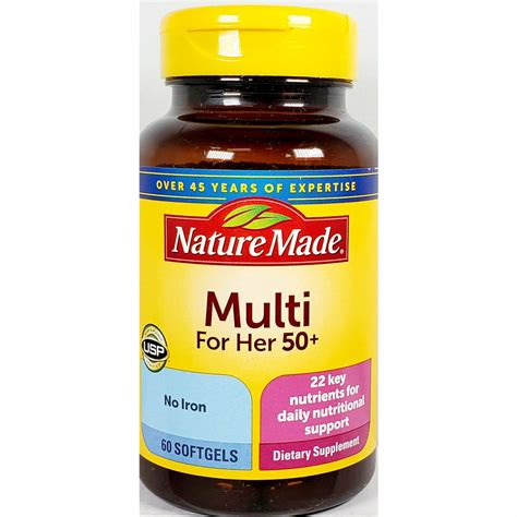 Nature Made Womens Multi 50 Plus No Iron 60 Softgels Hargraves