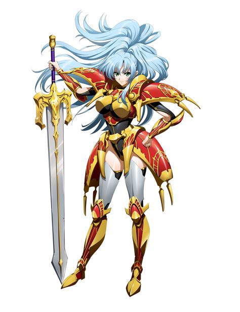 Helena Langrisser Langrisser Highres Official Art 1girl Aqua Eyes Armor Blue Hair Full