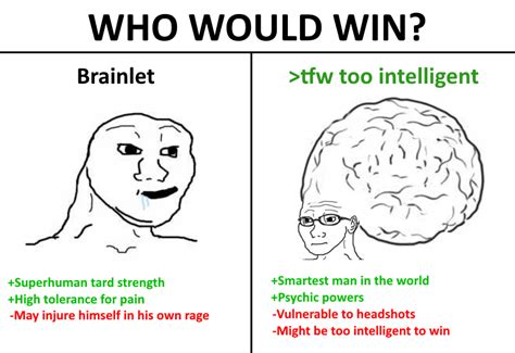 Brainlet Vs Tfw Too Intelligent Who Would Win Know Your Meme