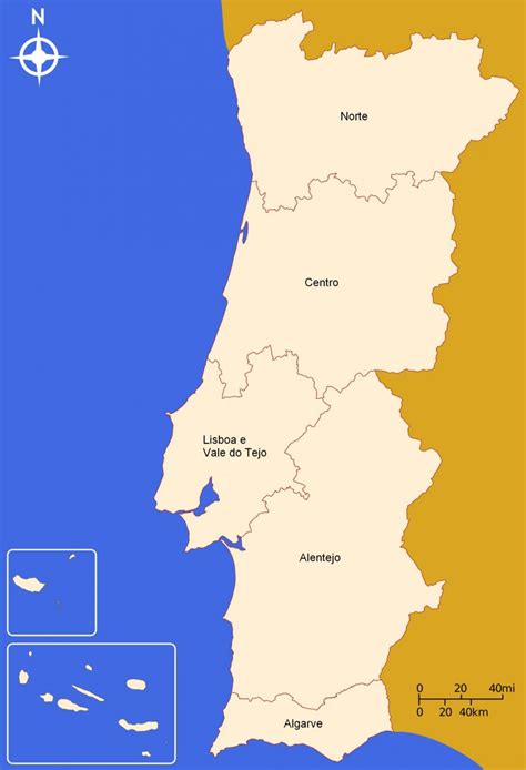 Mapa Portugal Por Distritos Portugal Map Including Regions Districts