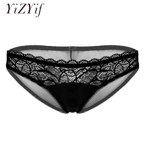 mens lingerie floral lace patchwork low waist briefs erotic apparel sissy underwear sexy panties