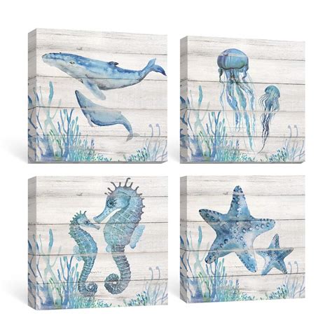 Buy Sumgar Ocean Wall Art Nautical Bathroom Pictures Beach Blue Canvas