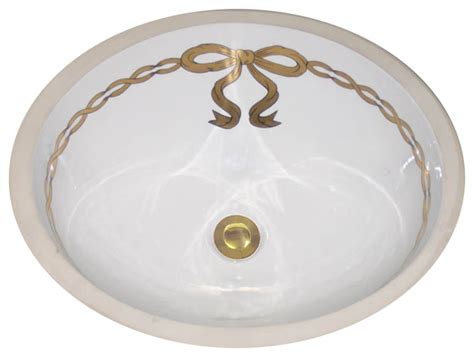 Hand Painted Sink Ap 1410 Ribbon And Bow Burnished Gold Monaco Small