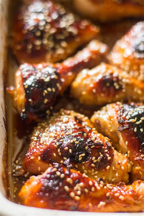 Crunchy baked chicken pieces are coated in a honey garlic sauce. Easy Baked Honey Garlic Chicken | Gimme Delicious