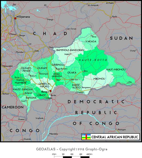 Central African Republic Political Wall Map