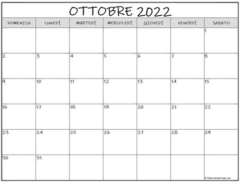 Ottobre 2022 Calendario Gratis Italiano Calendario Ottobre