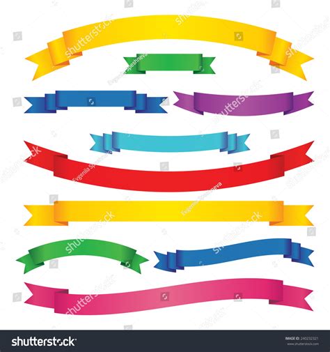 Set Colored Ribbon Banners Blue Green Stock Vector Royalty Free 240232321