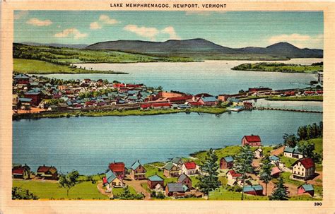 Lake Memphremagog Scenic Aerial View Newport Vermont Mountains Linen