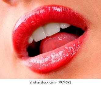 Closeup Lips Red Lipstick Gold Stock Photo Edit Now