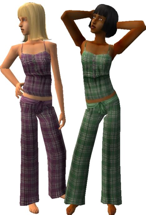 Mod The Sims 8 Maxis Matching Plaid Pyjamas For Female Teens One