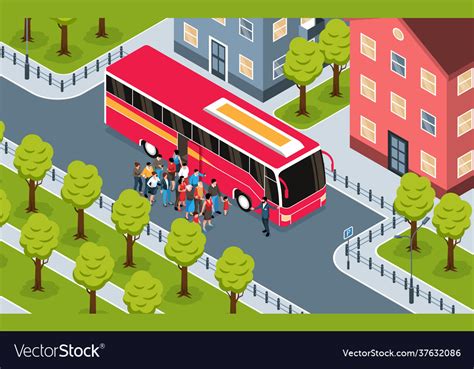 Excursion Isometric Royalty Free Vector Image Vectorstock