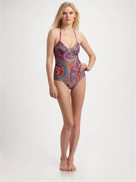 Lyst Etro Paisley One Piece Swimsuit In Red