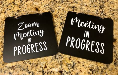 Zoom Meeting In Progress Meeting In Progress Sign Custom Etsy