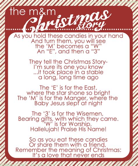 100% free in easy to print pdf format. the M&M Christmas Story - still me