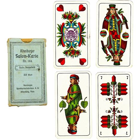 Queen of spades neue altenburger spielkarten kornblumen. German Playing Cards in Original Box with Rare Reich Tax Stamp, from sweetpeacottage on Ruby Lane