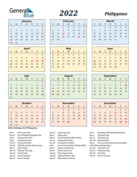 Printable 2022 Philippine Calendar Get Latest News 2023 Update