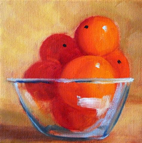 Original Still Life Oil Painting Orange Fruit Bowl Glass Etsy