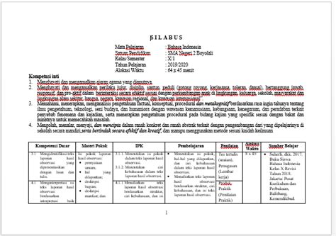 Rpp 1 lembar bahasa indonesia kelas 7 semester 2 revisi 2020. SILABUS BAHASA INDONESIA SMA KELAS X SEMESTER 1 DAN 2 ...