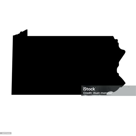 Pennsylvania State Map Silhouette Icon Vector Stock Illustration