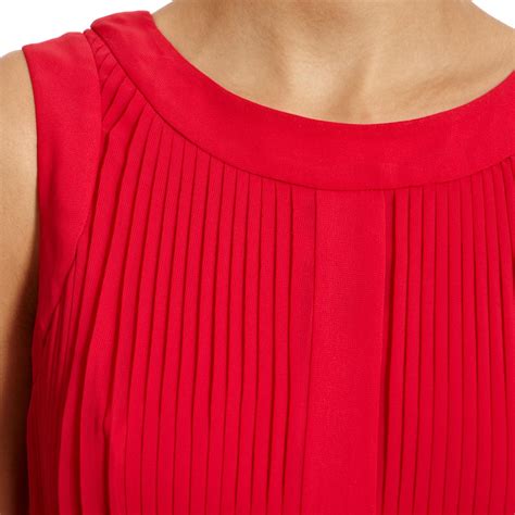 Red Pleated Fit Flare Dress BrandAlley