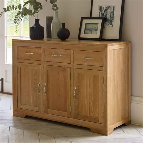 Bevel Natural Solid Oak Large Sideboard Dining Room Sideboard Styling