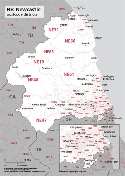 Map Of Ne Postcode Districts Newcastle Upon Tyne Maproom
