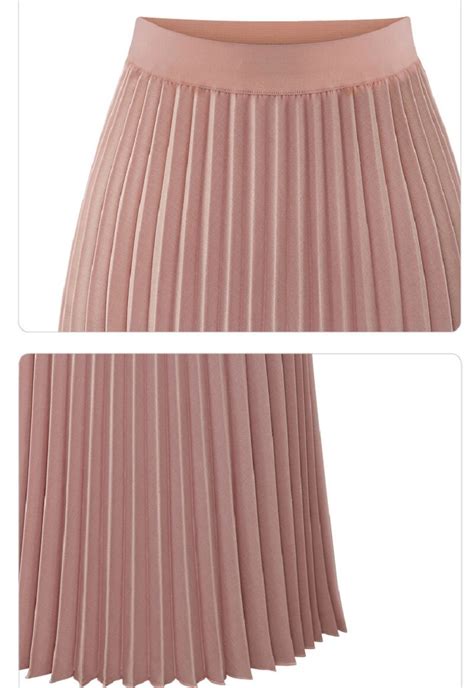 Pleated Skirts Pink Long Fashion Skirt High Waist Elegant Ladies Cotton Sale