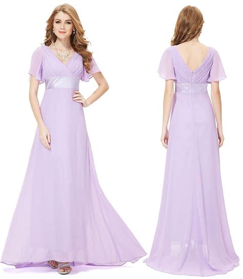 Chiffon Sleeves Lavender Bridesmaid Dress Lavender Bridesmaid Dresses