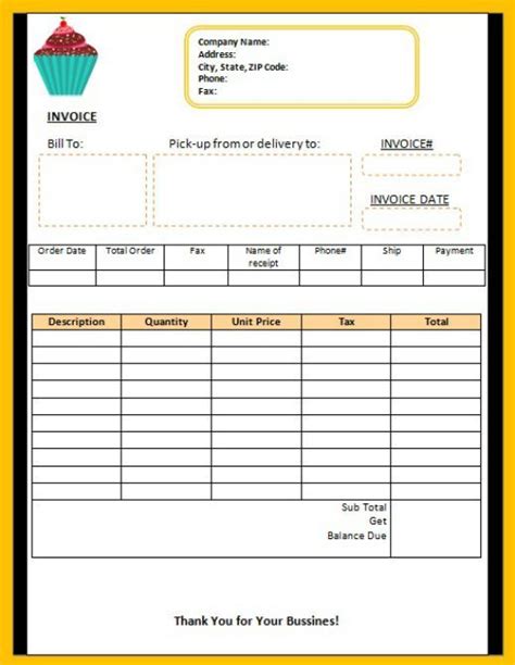 Free Bakery Invoice Template Pdf Word Excel 9 Bakery Invoice Template