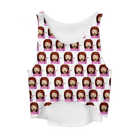 Chic Emoji Shirt Crop Fashion Emoji Skirt Set Ladies