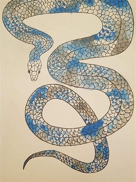 Water Color Snake This Is My First One With Scales So Im Still