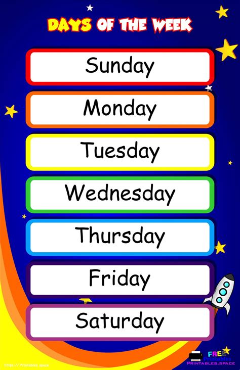 Days Of The Week Poster Free Printables