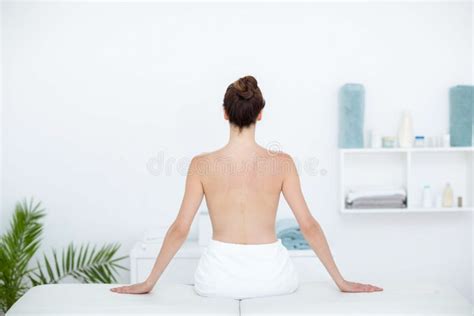 Woman Sitting On Massage Table Stock Photo Image Of Office Adult