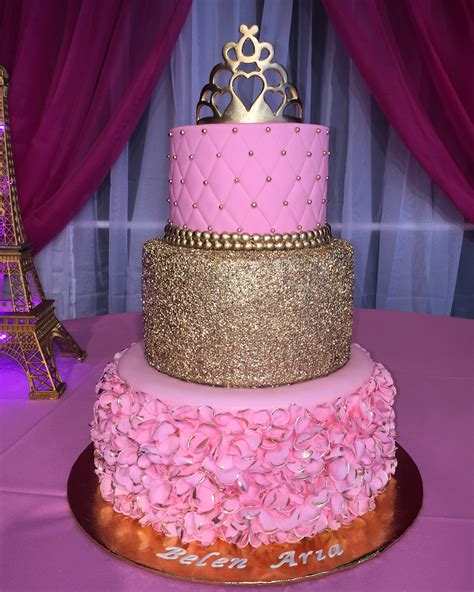 Made This Princess 3 Tier Cake With Sugar Paste Gold Crown And Ruffled