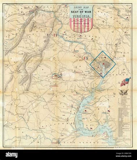 Northern Virginia Civil War Battle Map 1862 Stock Photo Alamy