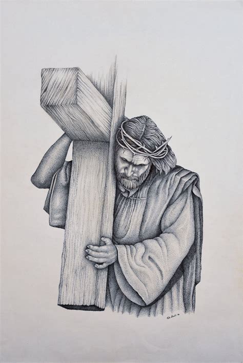 Jesus Carrying Cross Drawing At Explore Collection