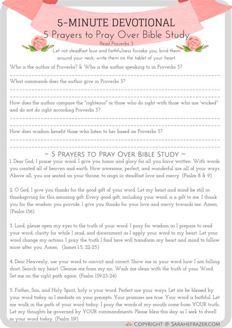 5 Prayers To Pray Over Your Bible Study Free Printable Bible And Woman