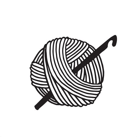 Vector Illustration In Doodle Style A Ball Of Wool And A Crochet Hook