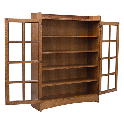 Mission Style Bookcase With Glass Doors Photos Cantik