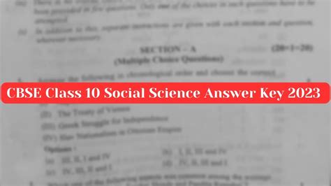 CBSE Class Social Science Answer Key Check Accurate Answers By Experts