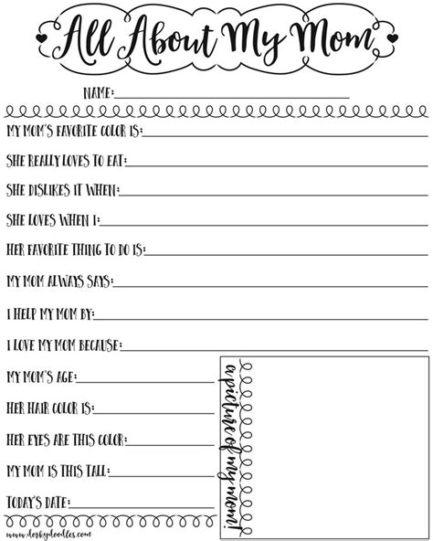 Mothers Day Quiz For Kids Free Printable Mom Quiz Writing