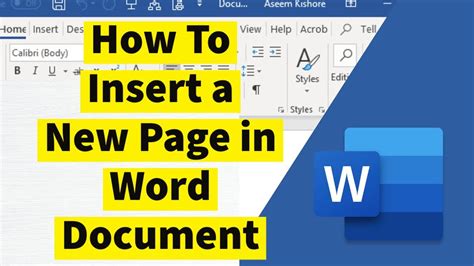 How To Insert A New Page In Word 2022 Youtube