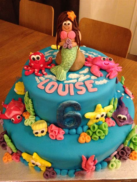 Birthday comes once in a year and there would be nothing more sweet then making it the most memorable day for the birthday boy. Coral under the sea themed mermaid birthday cake for a 6 year old girl. Vanilla sponge ...