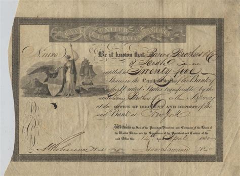 This routing number is used for electronic financial transactions in the united states. Second Bank of the United States bond issued to Baring ...