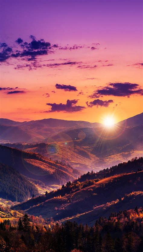 Sunset Bonito Gradient Hills Landscape Mountains Nature Hd Phone