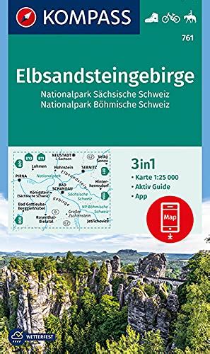 Kompass Wanderkarte Elbsandsteingebirge Nationalpark Sächsische
