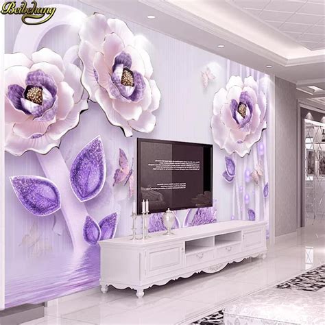 Beibehang Custom Luxury European Embossed Flower Peony Wallpapers For
