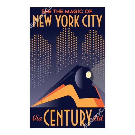 Art Deco New York City Train Travel Poster Studio Gary C Art Deco