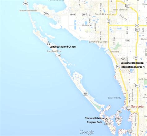 Google Map - Sarasota, Lido Key, Longboat Key, and Anna Maria Island