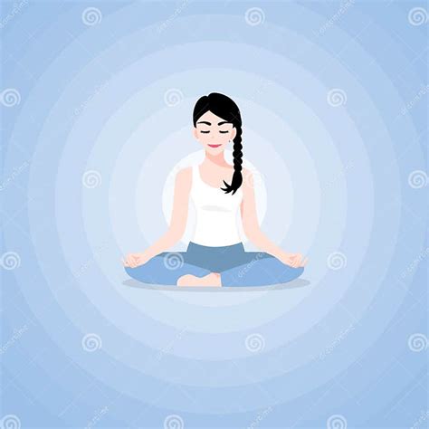 A Beautiful Young Woman Cartoon Character In Yoga Lotus Practices